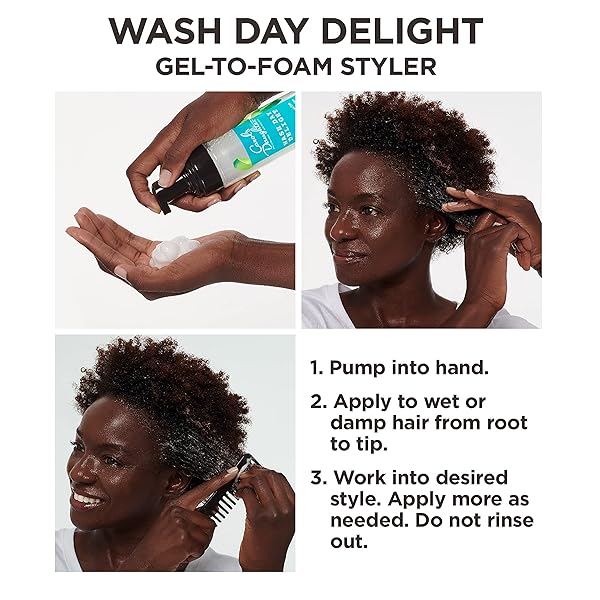 CAROL’S DAUGHTER WASH DAY DELIGHT HAIR GEL TO FOAM MOUSSE STYLER AND HAIR DETANGLER FOR CURLS WITH ALOE, NATURAL-LOOKING HOLD 8.5 FL OZ
