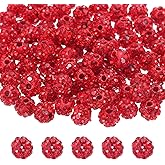 MECCANIXITY 100pcs 6mm Round Red Clay Rhinestone Beads for Jewelry Making