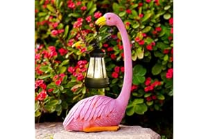 Nacome Solar Flamingo Outdoor Statues for Garden: Outside Decor with Lantern Clearance for Yard Art Lawn Ornaments Porch Patio Balcony Home House - Birthday Gifts for Grandma Mom Women