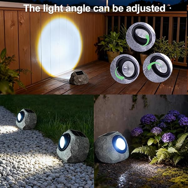 FASHIONODA 2 PACK SOLAR FAKE ROCK LIGHT OUTDOOR GARDEN DECORATIONS SPOT LIGHTS : LED LANDSCAPE LIGHTING FOR PATHWAY LAWN PATIO PORCH YARD WALKWAY