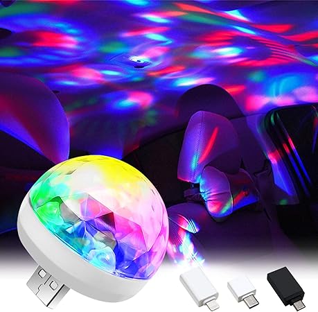 Amazon Supeec Usb雰囲気ランプ 高輝度版 2個セット 車用イルミネーション 変換コネクタ付き Micro Usb Usb Typec Iphone 7種色モード 車 Usb Ledライト 音声制御 無段階輝度調整可能 タッチ制御 設定不要 ミニサイズ 車内照明 室内夜間ライト 雰囲気作り