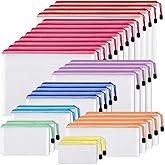 EOOUT 30pcs Mesh Zipper Pouch Bags, 8 Sizes Plastic Zipper Bags, 8 Colors Waterproof Zipper Pouches for Organization, Multipurpose for Travel, School Supplies, Office Appliances and Home Organization