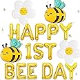 JeVenis Happy 1st Bee Day Balloon So Sweet to Bee One Backdrop Bumble Bee First Birthday Decoration Fun to Bee One Decoration Happy 1st Bee Day Decoration