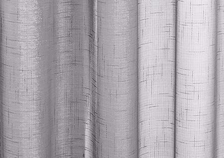 Grey Silver Sparkle Voile Curtain Panel Eyelet Heading 54 Wide X