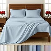 California Design Den - Queen Cotton Sheet Set, Soft 100% Cotton Sheets Deep Pockets Set, Snug Fit Elastic, 500 Thread Count Sateen, Sheet Sets for Bed - Blue (Grey Tone)