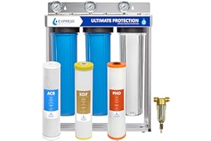 Express Water Whole House Water Filter System | Ultimate Protection | 3 Stage Water Purifier Whole Home, Heavy Metal + Anti-Scale Filters, High Reduction in Scale, Chlorine, PFAs, Lead, Arsenic & more