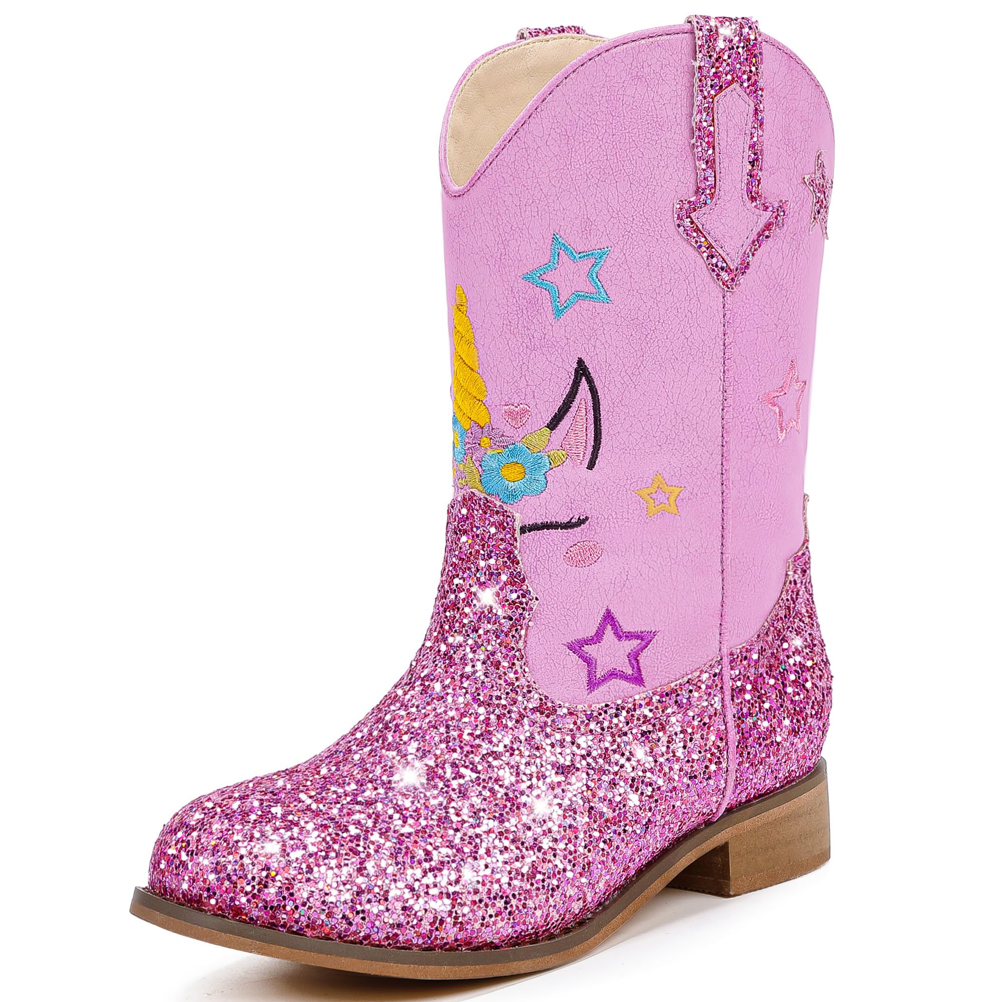 Photo 1 of Motasha Unicorn Girls Cowgirl Boots Glitter Toddler Cowboy Boots for Kids Little Girls Western Boots Kid Riding Shoes Princess Dress Up Party Birthday Dance (M7107 U Purple 13)