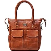 Pascado leather tote shoulder satchel bag for women handbag with pockets zipper with crossbody strap