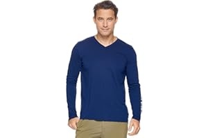 Expert Brand USA-Made Men's MoCA Cotton Blend V Neck Long Sleeve Shirt