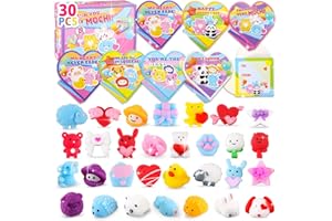 LATEEFAH 30 PCS Valentines Cards Mochi Squishy Toys Party Favors with Heart Boxes for Kids, Happy Valentines Day Exchange Cards Gift Set, School Classroom Valentines Cards Gift Prizes for Kids Treats