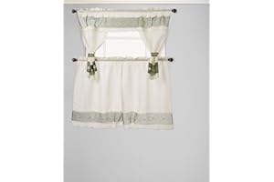 Achim Home Furnishings 58-Inch by 36-Inch Berkshire Embellished Cottage Topper with 58-Inch by 36-Inch Swaggers for Windows, Multicolor
