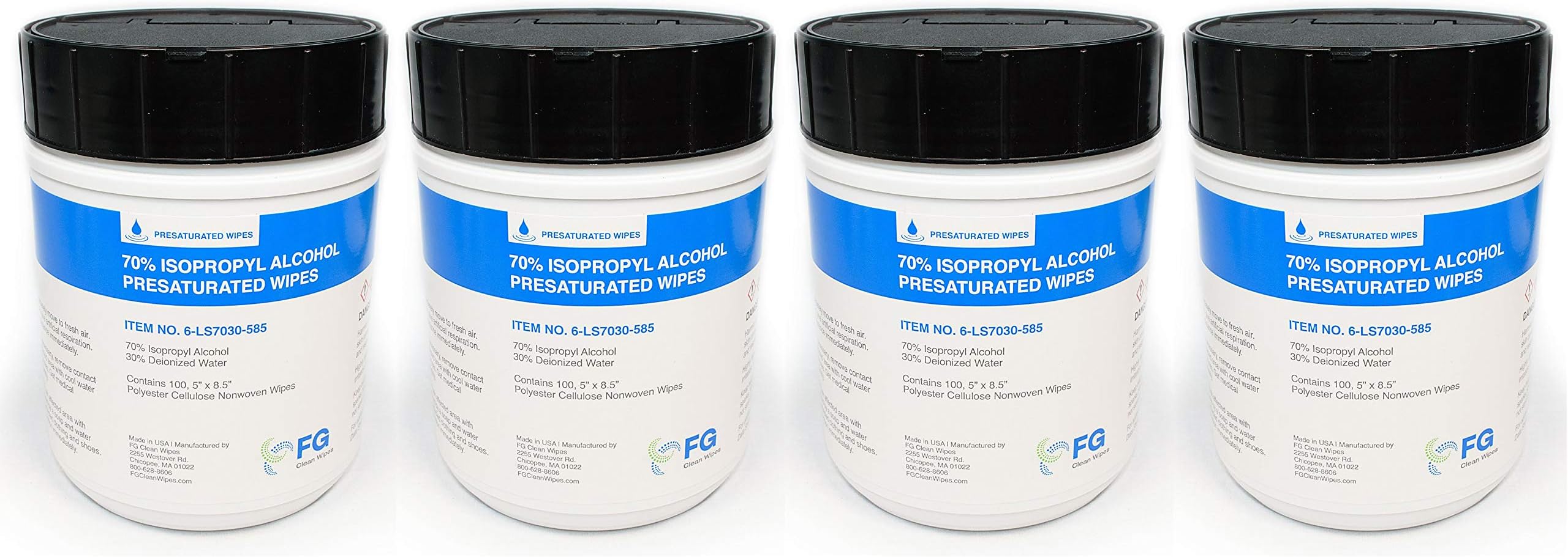 FG Clean Wipes 6-LS7030-585 Presaturated Wipes Canister (Fоur Paсk)