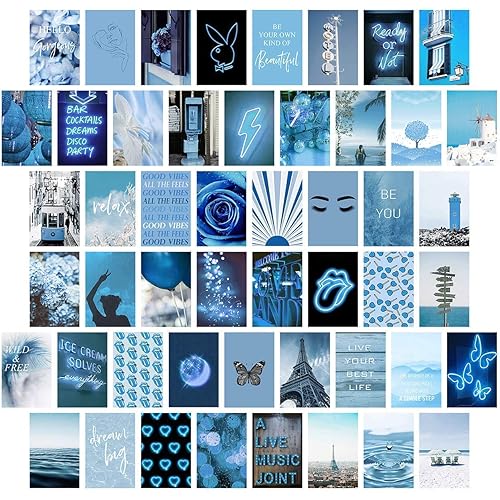 Amazon Com Blue Wall Collage Kit Aesthetic Pictures Bedroom Decor For Teen Girls Wall Collage Kit Collage Kit For Wall Aesthetic Vsco Girls Bedroom Decor Aesthetic Posters Collage Kit 50 Set 4x6 Inch blue wall collage kit aesthetic pictures bedroom decor for teen girls wall collage kit collage kit for wall aesthetic vsco girls bedroom decor
