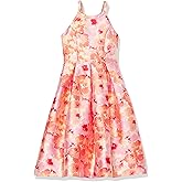 Speechless Girl's Halter Neck Mikado Midi Party Special Occasion Dress, Pink/Coral, 14