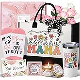 Unique Mom Valentines Day Gifts from Daughter Son, Best Mom Birthday Gift Basket for Mother Women Mother-in-Law Mama Mother's Day Gifts, New Mama Gift for Her Wife from Husband with Tote Bag Tumbler