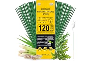 BugBai® Mosquito Repellent Outdoor Patio 120 PCS, Citronella Oil Mosquito Incense Sticks Indoor Home Pet Family Safe, Natural Plant-Based Bug Insect Barrier for Yard Garden Lawn Camping Fishing