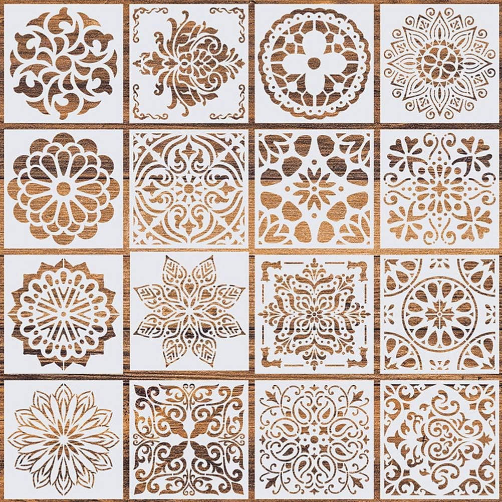 Wedong 16 Pcs (6 x 6 Inch) Reusable Stencils, Mandala Stencils Mandala Dot Painting Templates Stencil for DIY Painting Art Scrapbook : Kitchen & Dining