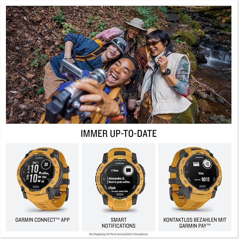 Instinct 3 50mm SOLAR – GPS-Multisport-Smartwatch, 1,1" Display, bis zu 40 Tage Akkulaufzeit, 80+ Sport-Apps, Navigationsfunktion, smarte Features, LED-Taschenlampe, wasserdicht