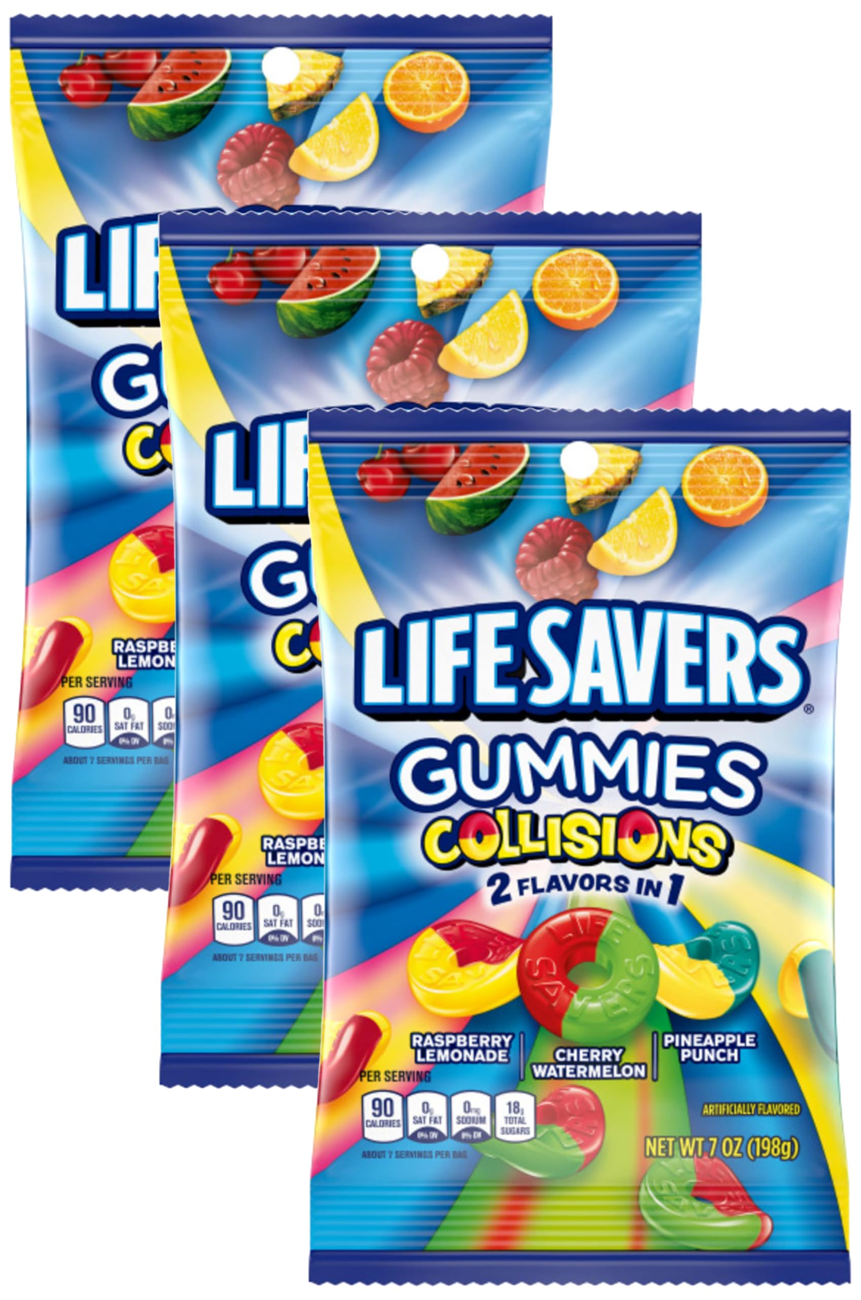 Life Savers Gummies Collisions Assorted Flavors, 7 oz (Pack of 3)