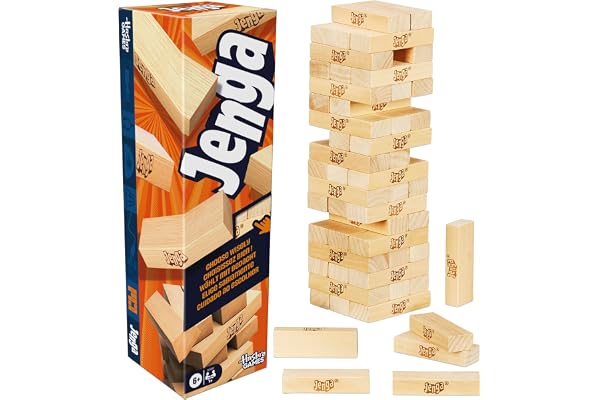Jenga Official Hasbro Games | Digital Die for 6 More Ways to Play | Original Wood Block Game | Stacking Tower | Ages 6+ | 1+