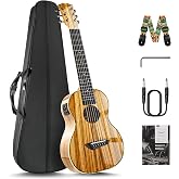 Caramel 6 String CB103G 30 In Glossy Zebra Wood Acoustic Electric Ukulele | Guitalele with Truss Rod with Padded Gig Bag, Strap