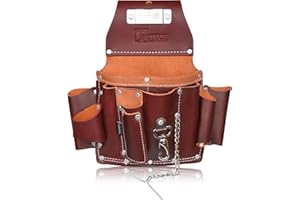 TRUTUCH Grain Leather Electrician Tool Pouch | Carpenter Tool Pouch | Electrician Pouch | Electric Tool Bag | Electrician Bag | Leather Tool Belt