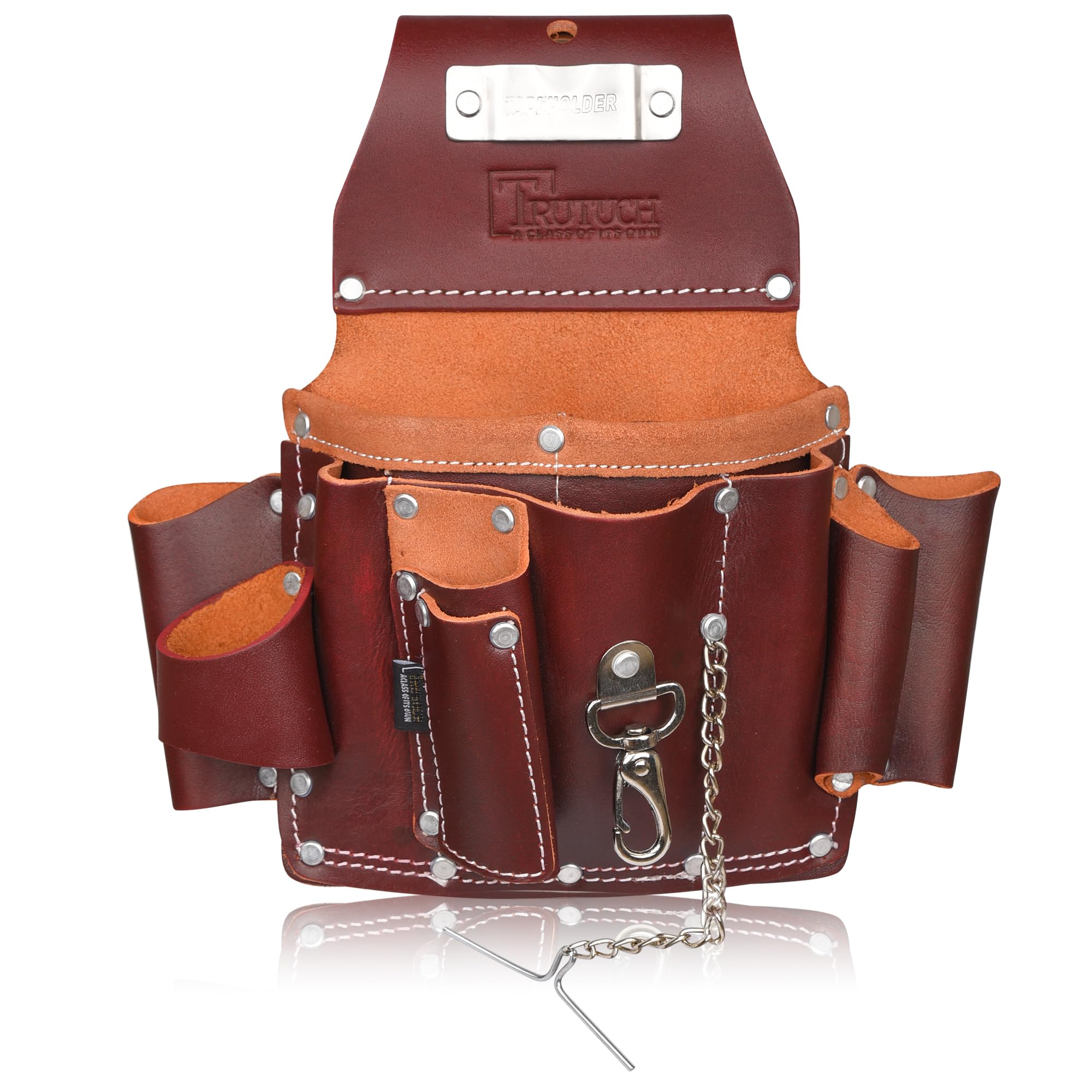 Maroon Grain Leather Electrician's Tool Pouch | Carpenter Electric