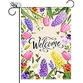 BlissYard Welcome Spring Garden Flag 12x18 Double Sided Flower Seasonal Small Flags For Outside Outdoor Decor Yard Farmhouse Holiday Spring Summer Decorations Yard Flags