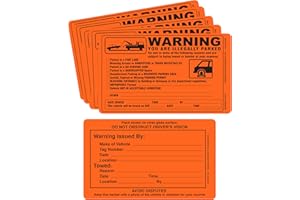 SAVQUICKPINTING Parking Violation Sticker - Vehicle Illegally Parked Tow Notice - Parking Violation Notice - No Parking Warning Stickers - 5.5 x 7.5 Hard to Remove Stickers - Pack of 50 (Orange)