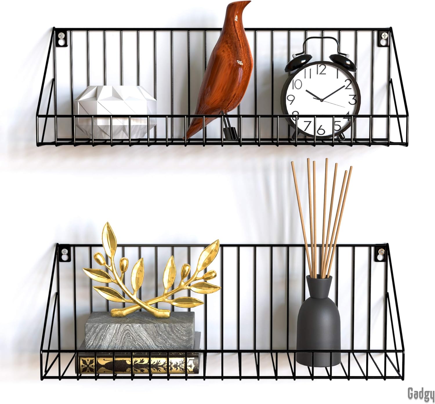 Gadgy Floating Shelves Set of 2 Piece Hanging Wall Shelf Black