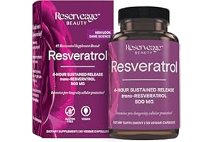 RESERVEAGE NUTRITION Reserveage Beauty, Resveratrol 500 mg, Antioxidant Supplement for Heart and Cellular Health, Supports Healthy Aging and Immune System, Paleo, Keto, 30 Capsules