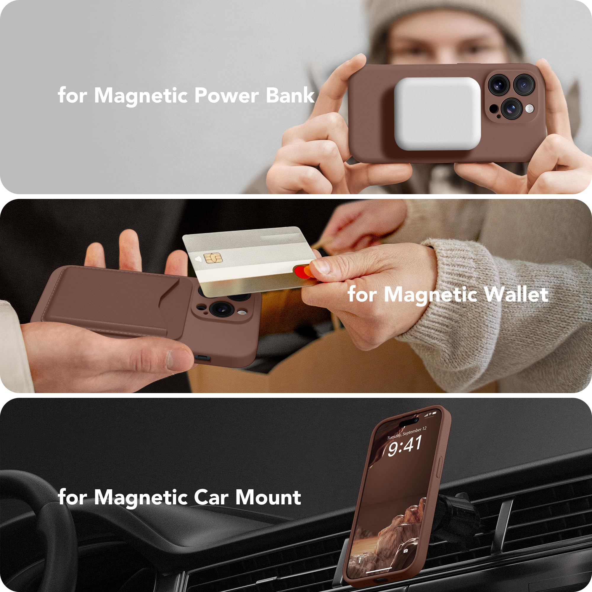 Magnetic for iPhone 13 Pro Max Case, Compatible with MagSafe, [Full Camera Protection][Screen Protector] Silicone Shockproof Protective Phone Case for iPhone 13 Pro Max 6.7