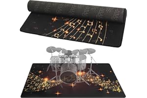 TORIBIO Drum Rug, 5 Ft x 6 Ft Mat With Non-Slip Bottom, Soundproof Electrical Pads for Drummers, Musical Note Carpet
