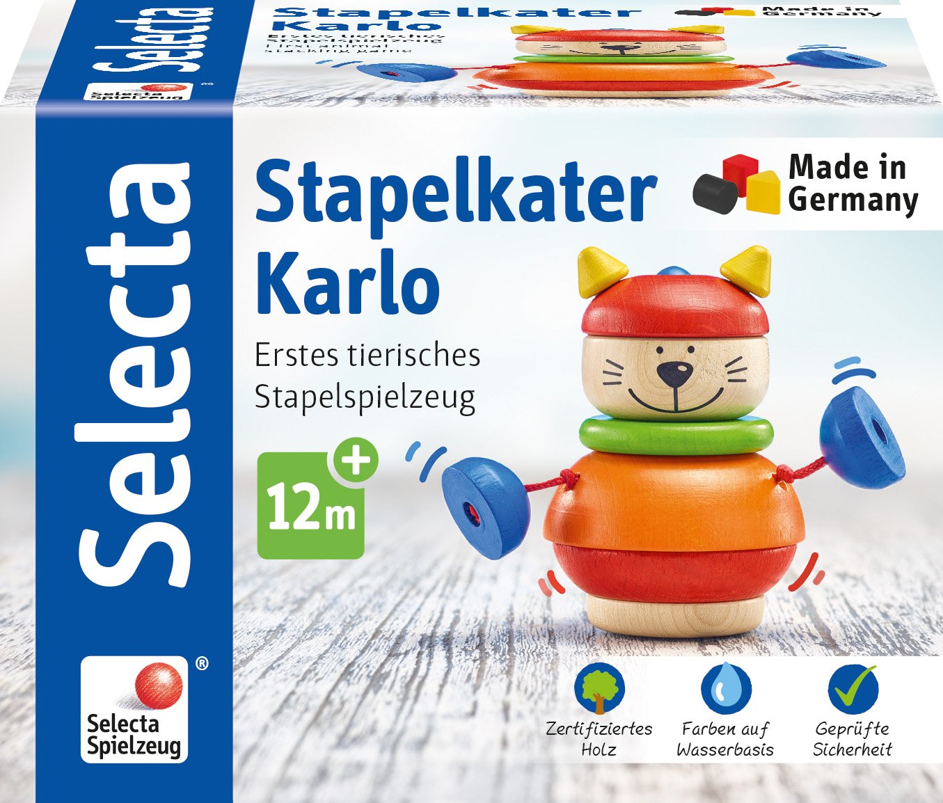 Selecta Karlo 62042 Stacking Toy Wooden 10 cm