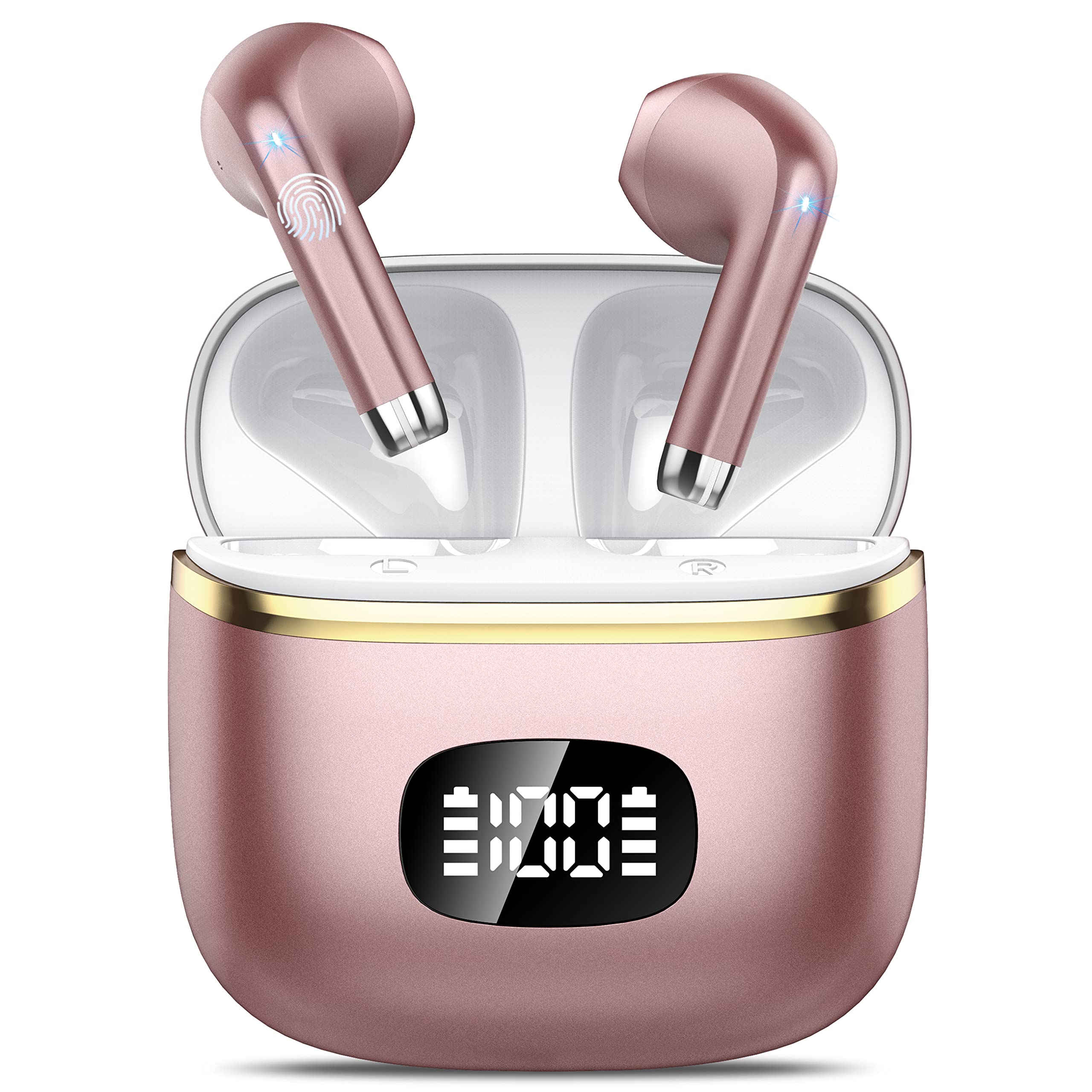 Photo 1 of Wireless Earbuds Bluetooth Headphones 5.3 Bass Stereo Earphones, 40H Playtime Ear Buds with LED Power Display, Bluetooth Earbud with Noise Cancelling Mic IPX7 Waterproof Earbuds for iOS Android