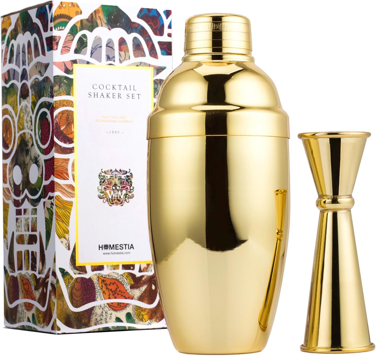 Homestia Golden Stainless Steel 3piece Martini Cocktail Shaker Set one