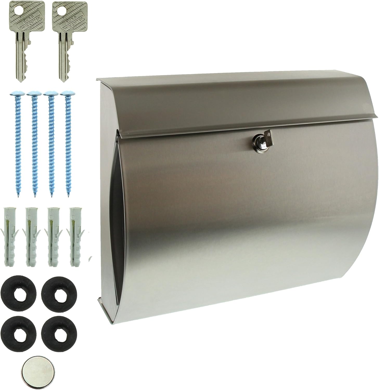 BURG-WÄCHTER Stainless Steel Letterbox with Integrated Newspaper Compartment, A4 Throw-in Format, EU Norm EN 13724 - Image 5