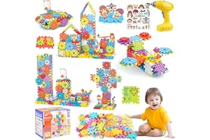 Pycoal Gears Building Blocks, STEM Educational Toys 234 PCS Gears Building Toys Kids Tool Set with Electric Drill, Electric Gear Building Blocks Birthday Gifts for Kids Age 3+