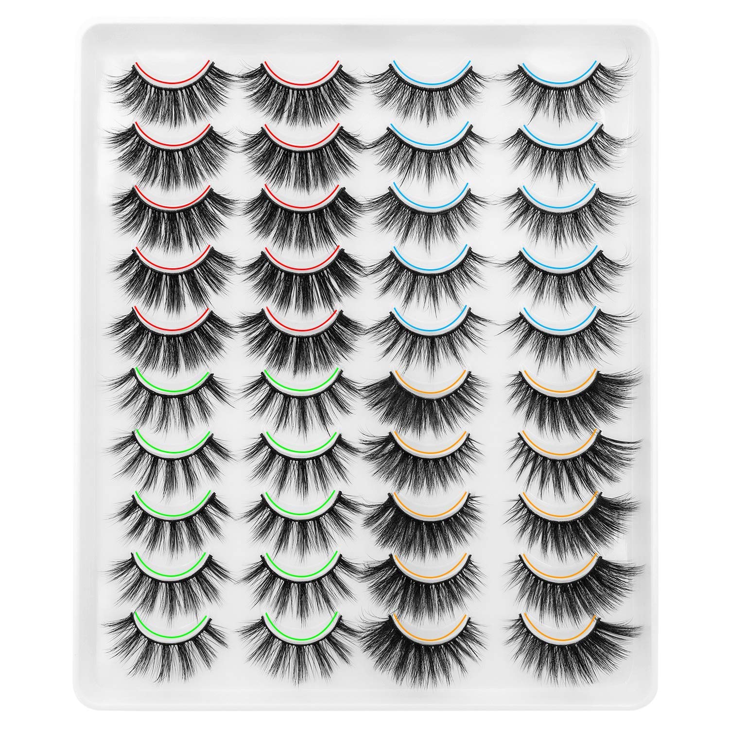 DYSILK Mink Lashes - 20 Pairs 6D Fluffy Wispy Faux Mink Lashes - 4 Styles Mixed Natural Look Soft Reusable Fake Eyelashes |0.39'-0.77'