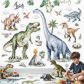wondever Dinosaur Wall Decals Watercolor Tropical Dino Wall Stickers (XL) | Peel and Stick, Removable, Wall Art Decals, Wall Decoration, Kids Room, Boys Bedroom Baby Nursery Playroom Decor