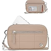 Sunpour Wristlet Wallet for Women,Quilted Nylon Purse with 3 Zippers,Credit Card Holder and Cell Phone Organizer for Travel