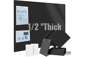 ARTOOWALL 12 Pack Large Cork Board,11.8"x11.8" Bulletin Board with 48 Safe Removable Adhesive Tabs,48 x 36 DIY Office Supplies Cork Boards for Walls in Office, School & Home-Black