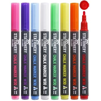 Stationery Island Chalk Pens W30 3mm Fine Bullet Nib - Wet Wipe ...