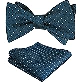 Alizeal Mens 2pcs Self-tied Solid Color/Animal Pattern Bow Tie and Pocket Square Set