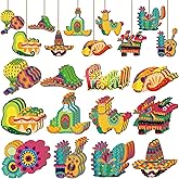 Purpeak 36 Pcs Mexican Fiesta Wooden Ornaments Cinco De Mayo Tree Ornament Mexican Theme Fiesta Hanging Decoration Piñata Sign Cinco De Mayo Photo Props for Party Favors Holiday Supplies Outdoor Decor
