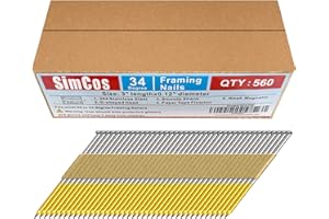 SimCos 34-30 Degree Framing Nails 304 Stainless Steel D Head Paper Tape Strip Nails for 30 to 34 degree Framing Nailer (3"-560 PCS)