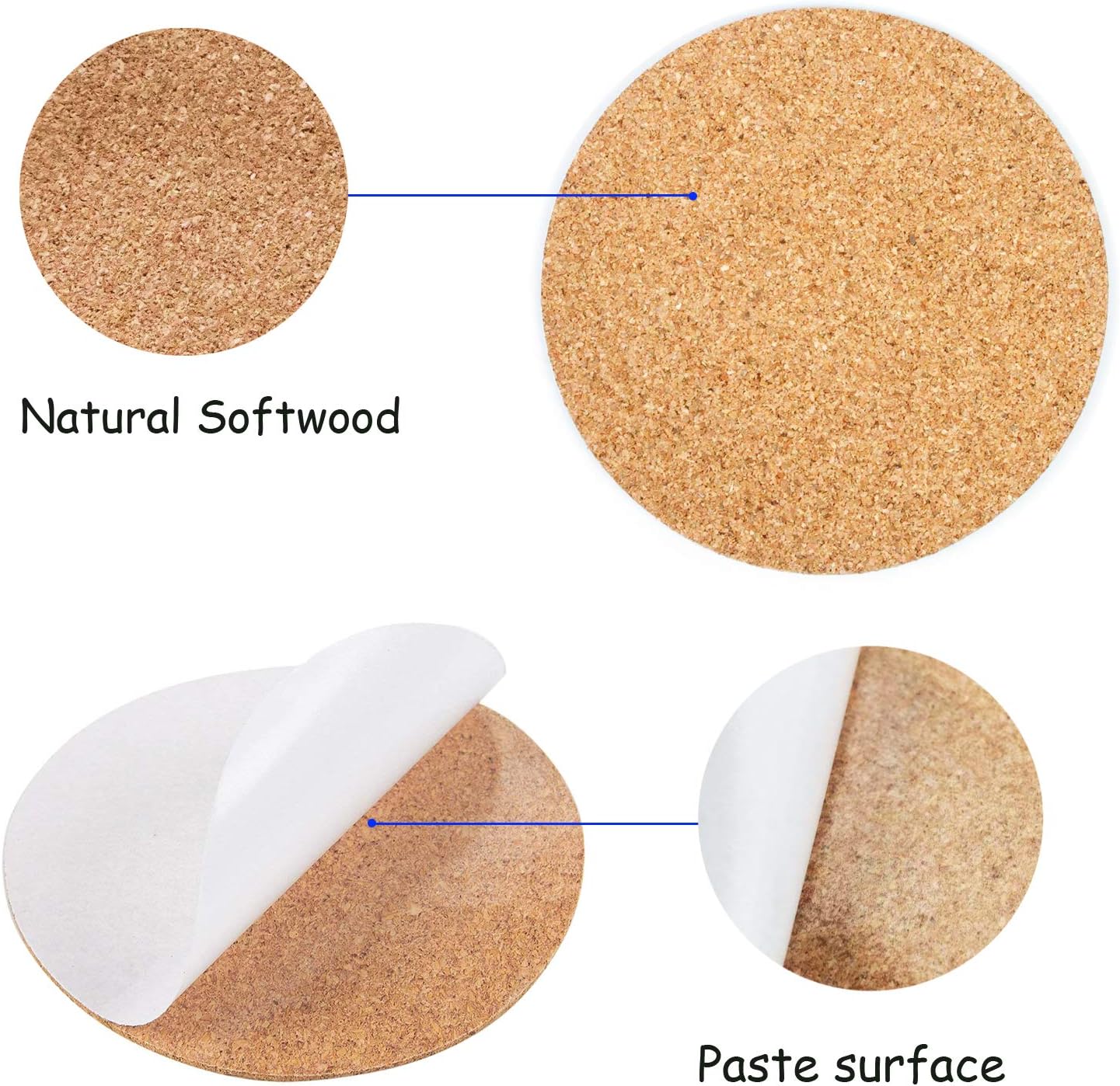 SelfAdhesive Cork Round Party Supplies Coasters and DIY Crafts