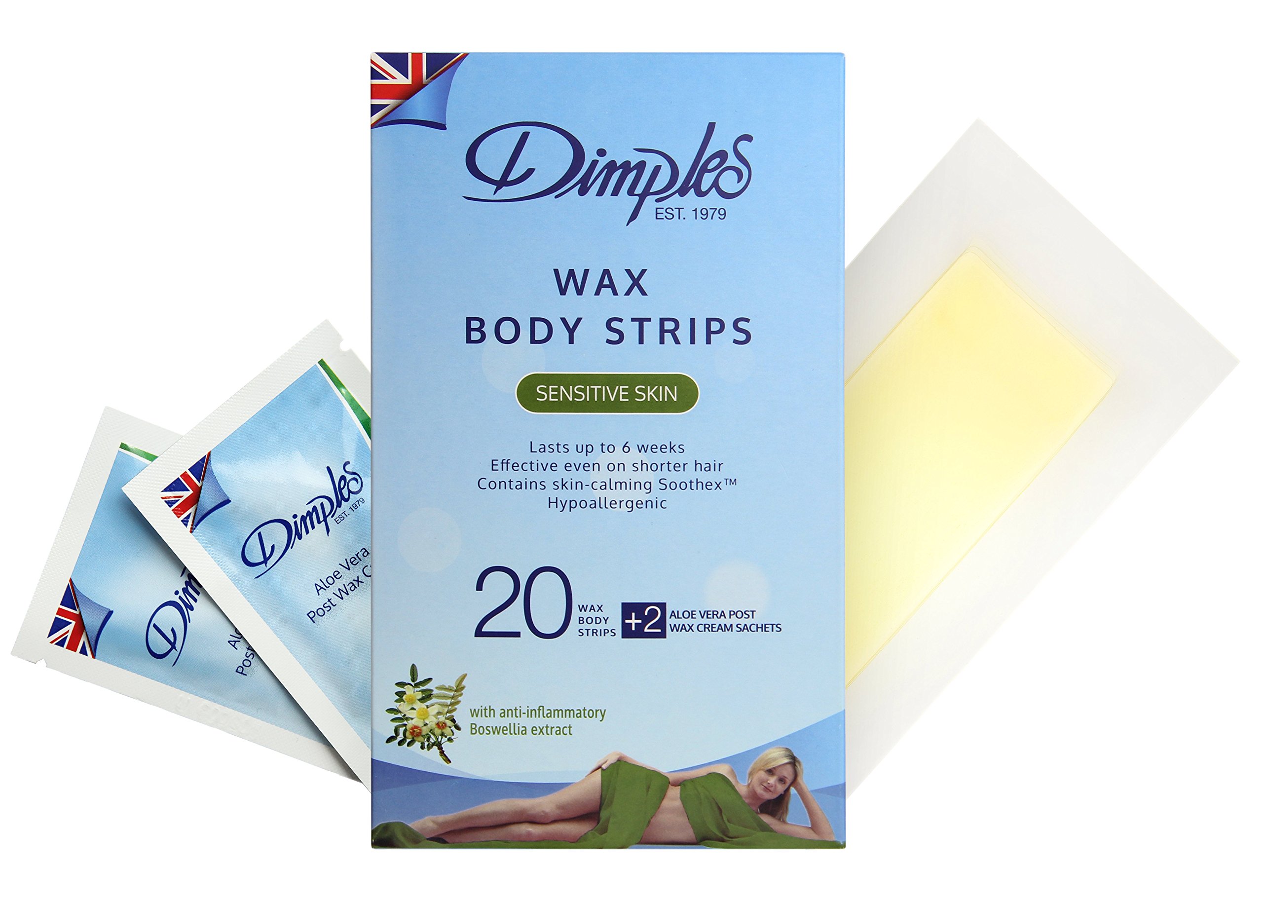 Dimples Wax Body Strips for Sensitive Skin - Pack of 20