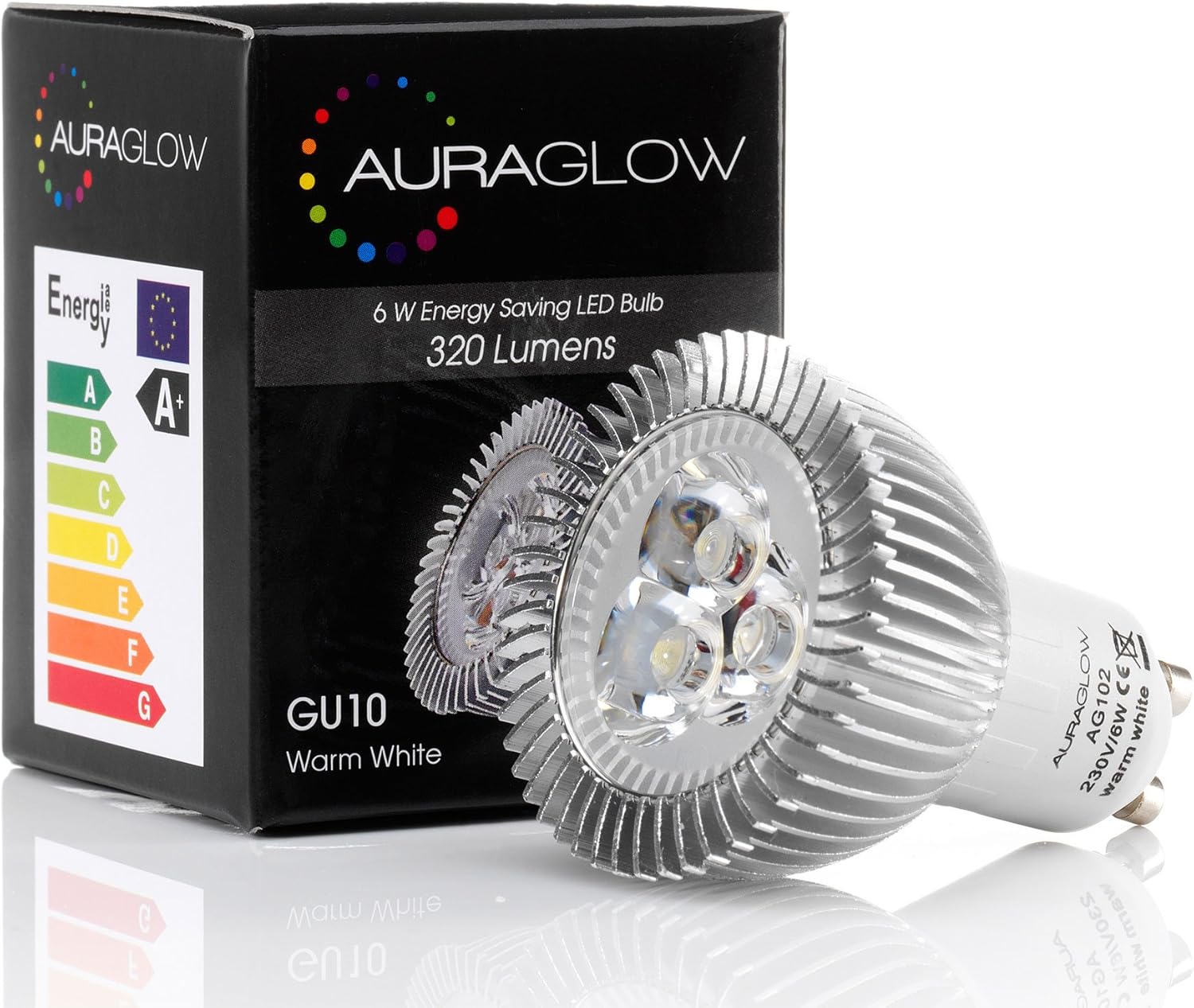 AURAGLOW 6w LED GU10 Light Bulb, Warm White, 50w Equivalent Amazon.co