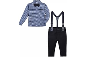 Lilax Boy Gentleman Outfit Tuxedo Dress Shirt Suspender Pant Set